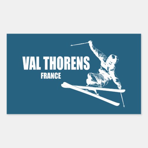 Val Thorens France Skier Rectangular Sticker