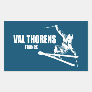 Val Thorens France Skier Rectangular Sticker