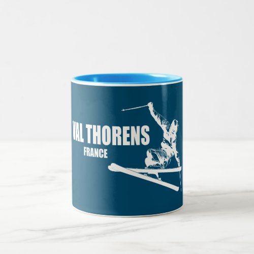 Val Thorens France Skier Two_Tone Coffee Mug