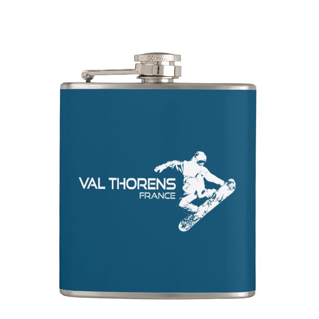 Val Thorens France Snowboarder Flask (Front)
