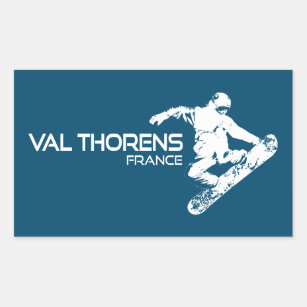 Val Thorens France Snowboarder Rectangular Sticker