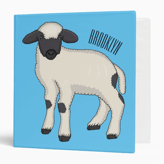 Valais Blacknose sheep cartoon illustration 3 Ring Binder (Front/Inside)
