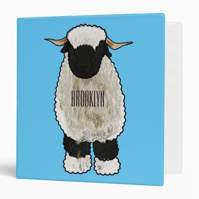 Valais Blacknose sheep cartoon illustration 3 Ring Binder (Front/Inside)