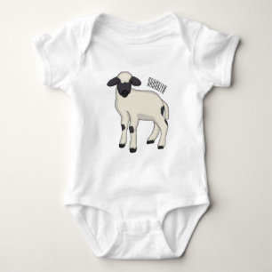Valais Blacknose sheep cartoon illustration Baby Bodysuit