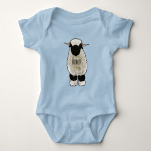 Valais Blacknose sheep cartoon illustration Baby Bodysuit