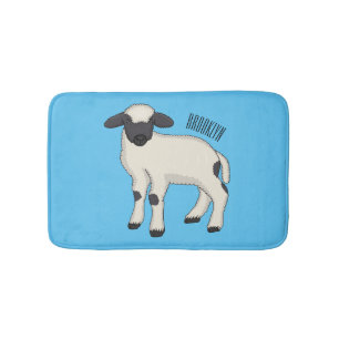 Valais Blacknose sheep cartoon illustration Bath Mat