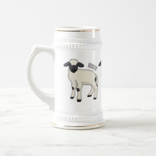 Valais Blacknose sheep cartoon illustration Beer Stein
