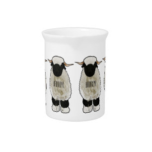 Valais Blacknose sheep cartoon illustration Beverage Pitcher