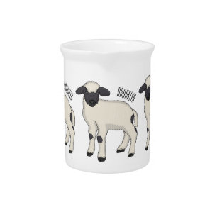 Valais Blacknose sheep cartoon illustration  Beverage Pitcher