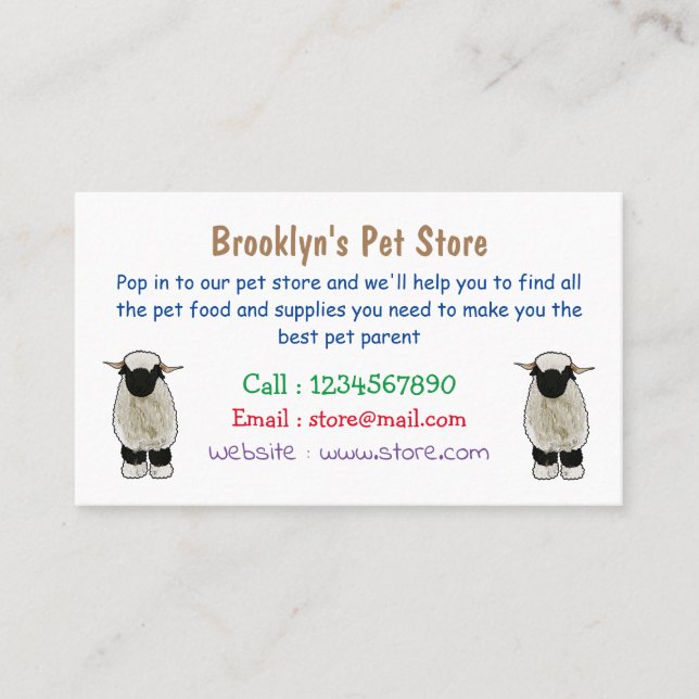 Valais Blacknose sheep cartoon illustration Business Card (Front)