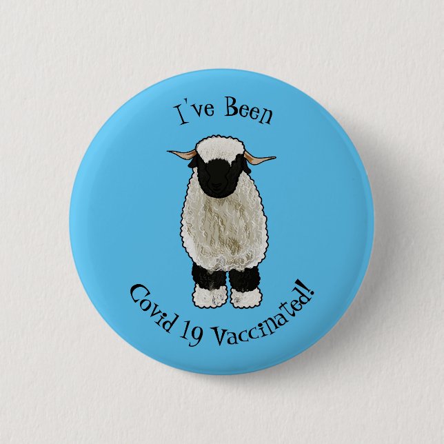 Valais Blacknose sheep cartoon illustration Button (Front)