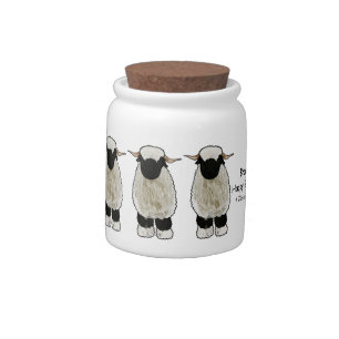 Valais Blacknose sheep cartoon illustration Candy Jar