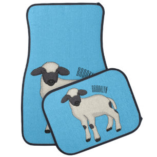 Valais Blacknose sheep cartoon illustration Car Floor Mat