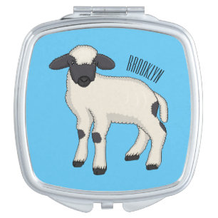 Valais Blacknose sheep cartoon illustration Compact Mirror