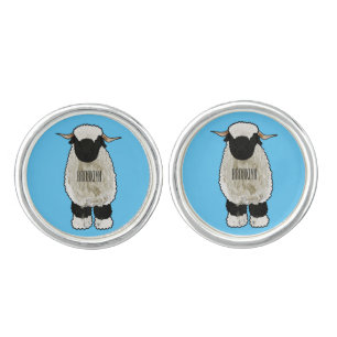 Valais Blacknose sheep cartoon illustration Cufflinks