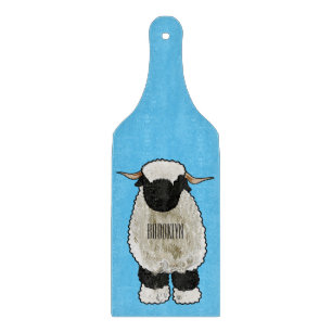 Valais Blacknose sheep cartoon illustration Cutting Board