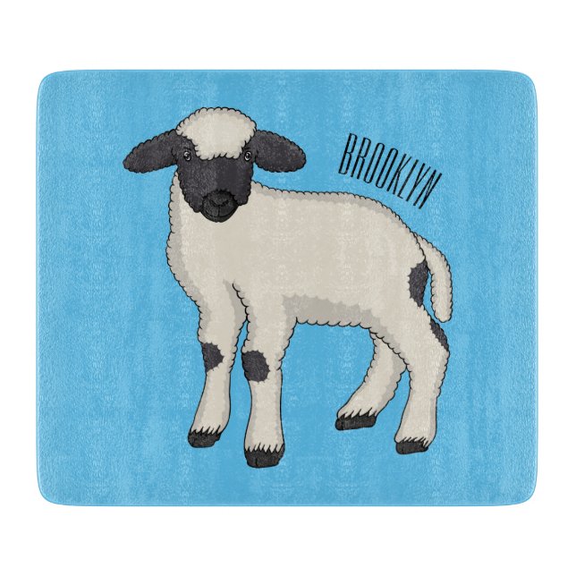 Valais Blacknose sheep cartoon illustration Cutting Board (Front)