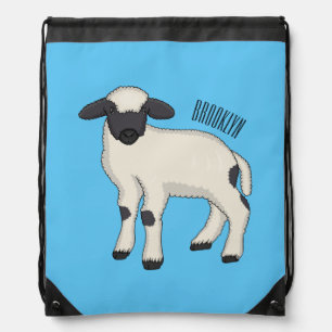 Valais Blacknose sheep cartoon illustration Drawstring Bag