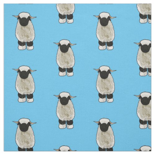Valais Blacknose sheep cartoon illustration Fabric