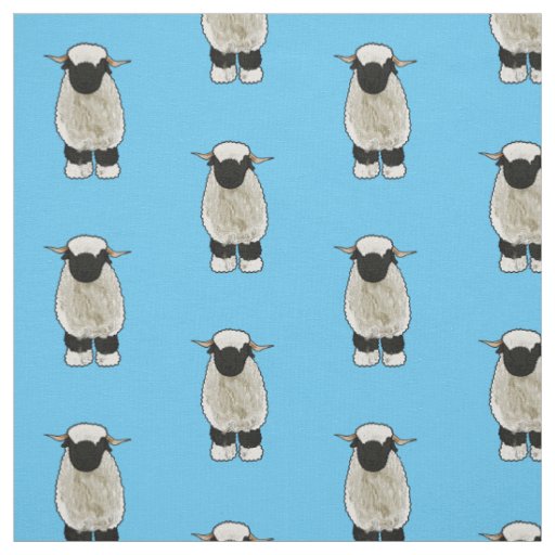 Valais Blacknose sheep cartoon illustration Fabric