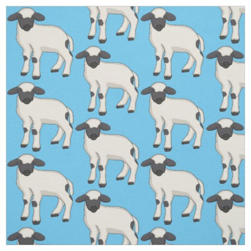 Valais Blacknose sheep cartoon illustration Fabric