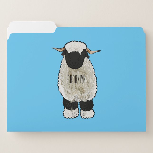 Valais Blacknose sheep cartoon illustration File Folder (Front Left)