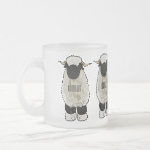 Valais Blacknose sheep cartoon illustration Frosted Glass Coffee Mug