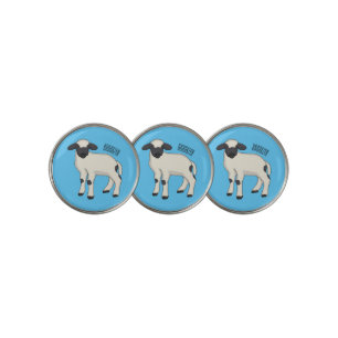 Valais Blacknose sheep cartoon illustration Golf Ball Marker