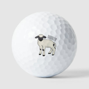 Valais Blacknose sheep cartoon illustration Golf Balls