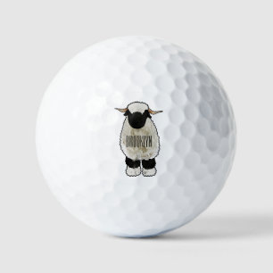 Valais Blacknose sheep cartoon illustration Golf Balls