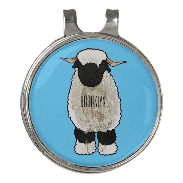 Valais Blacknose sheep cartoon illustration Golf Hat Clip (Front)