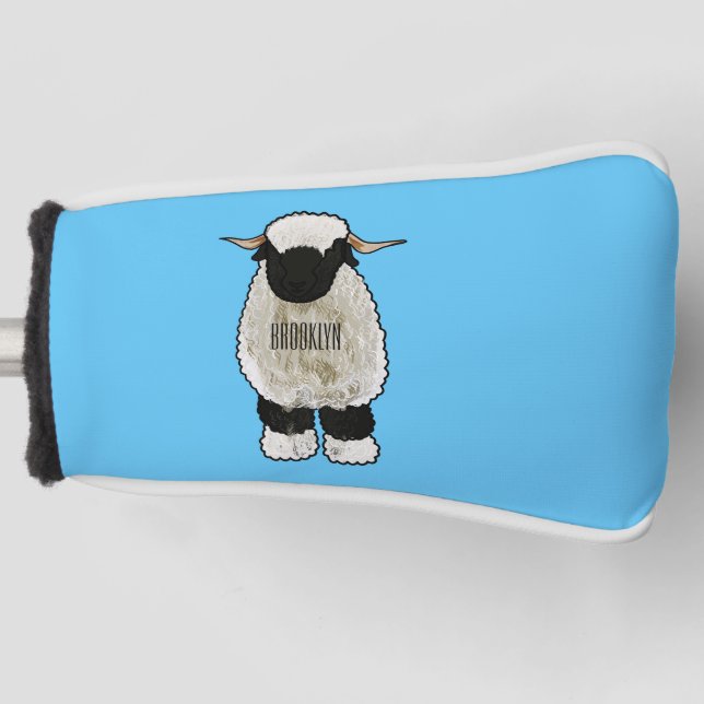Valais Blacknose sheep cartoon illustration Golf Head Cover (Front)