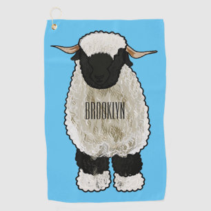 Valais Blacknose sheep cartoon illustration Golf Towel