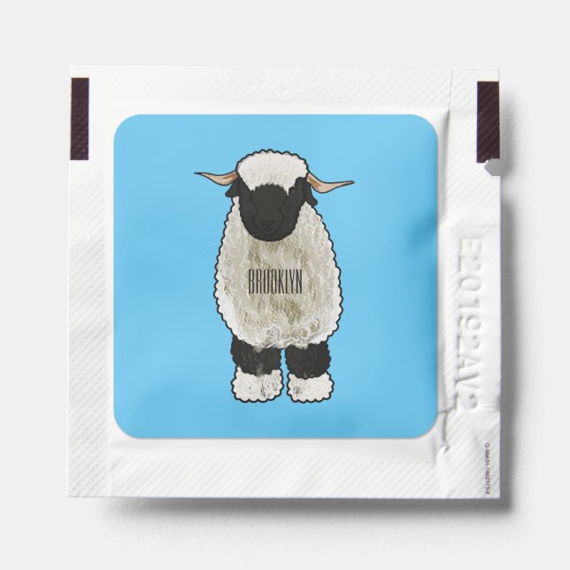 Valais Blacknose sheep cartoon illustration  Hand Sanitizer Packet (Sticker on Packet)