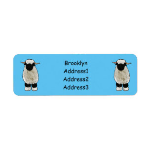 Valais Blacknose sheep cartoon illustration Label