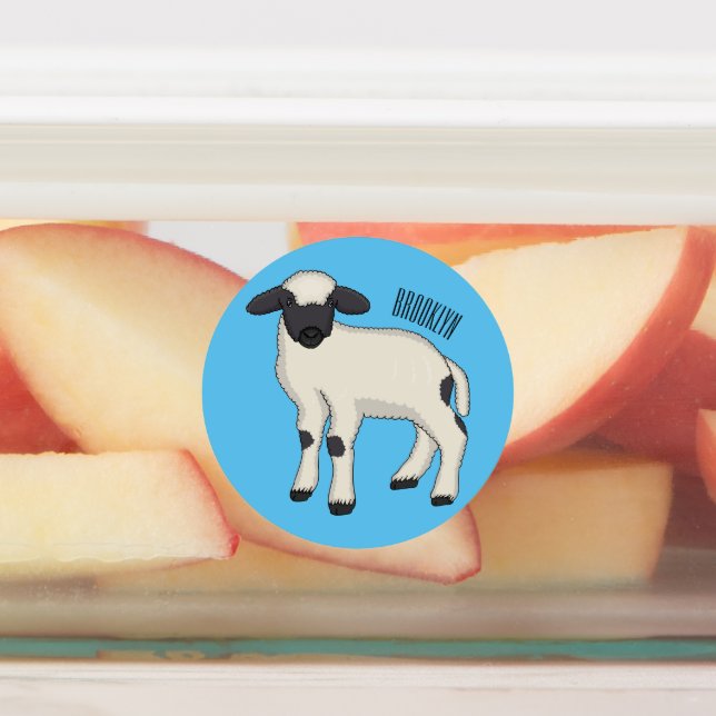 Valais Blacknose sheep cartoon illustration Labels (Affixed)