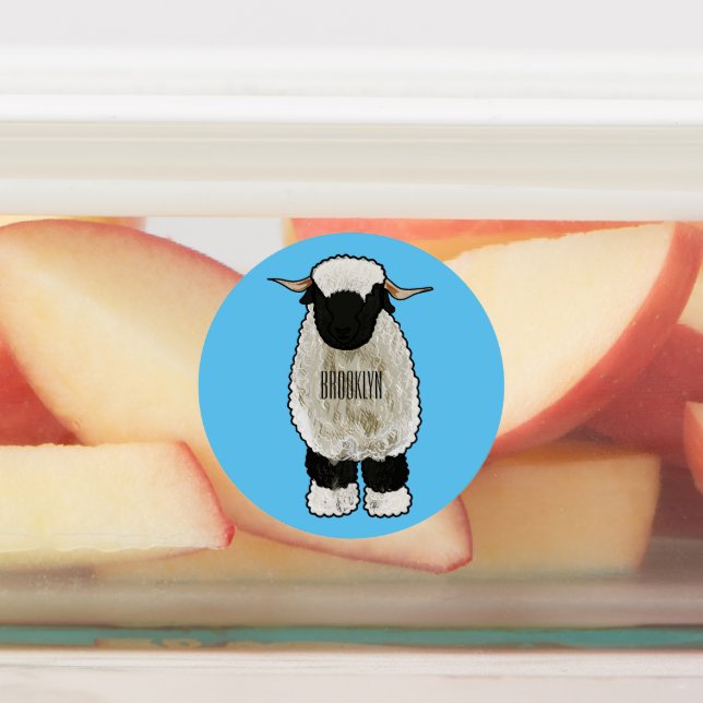 Valais Blacknose sheep cartoon illustration Labels (Affixed)