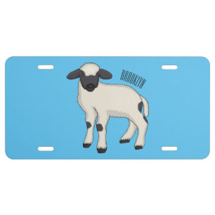 Valais Blacknose sheep cartoon illustration License Plate