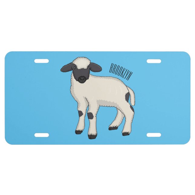 Valais Blacknose sheep cartoon illustration License Plate (Front)