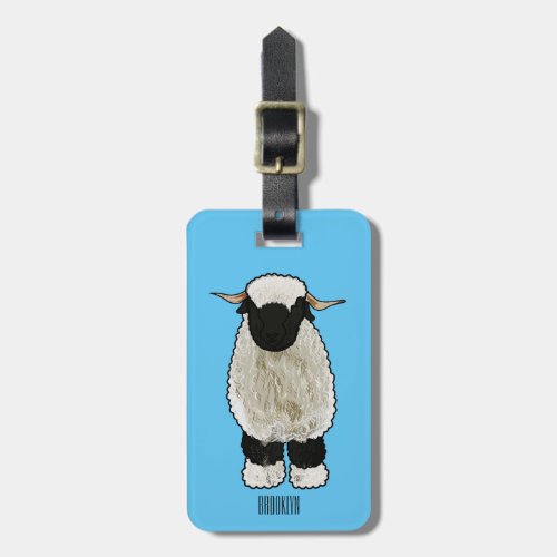 Valais Blacknose sheep cartoon illustration Luggage Tag