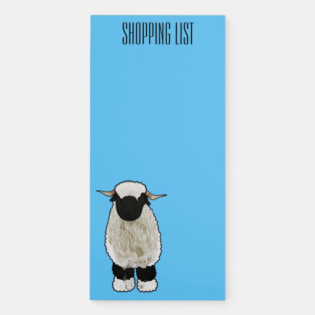 Valais Blacknose sheep cartoon illustration Magnetic Notepad (Front)