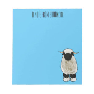 Valais Blacknose sheep cartoon illustration Notepad