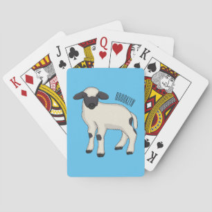 Valais Blacknose sheep cartoon illustration Poker Cards