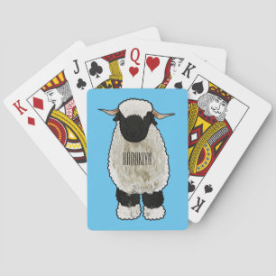 Valais Blacknose sheep cartoon illustration Poker Cards