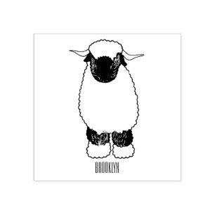 Valais Blacknose sheep cartoon illustration Rubber Stamp