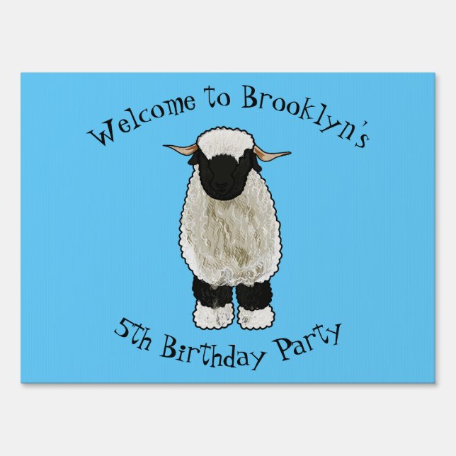 Valais Blacknose sheep cartoon illustration Sign (Front)