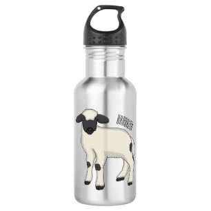 Valais Blacknose sheep cartoon illustration Stainless Steel Water Bottle