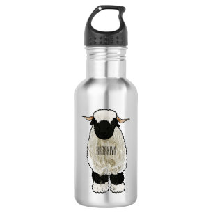 Valais Blacknose sheep cartoon illustration Stainless Steel Water Bottle