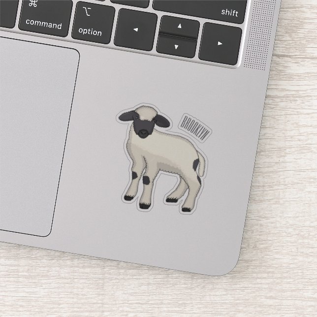 Valais Blacknose sheep cartoon illustration Sticker (Detail)