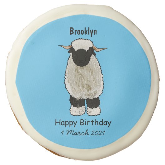 Valais Blacknose sheep cartoon illustration Sugar Cookie (Front)